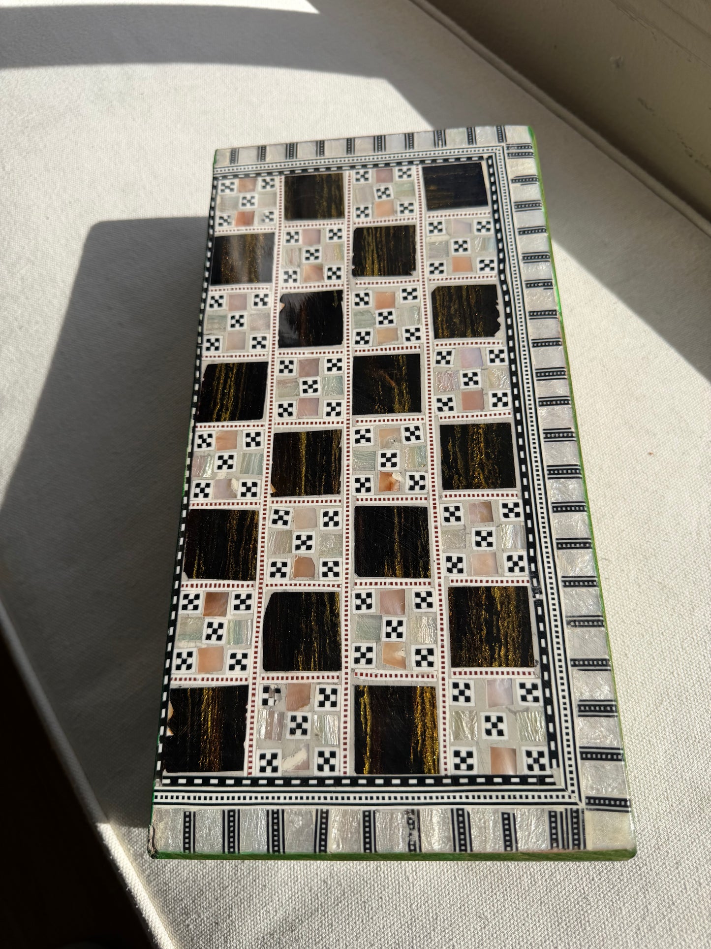 Handcrafted Mother-of-Pearl Backgammon Set