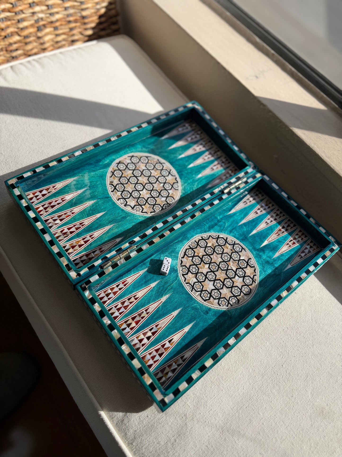 Turquoise Artisan Backgammon Set