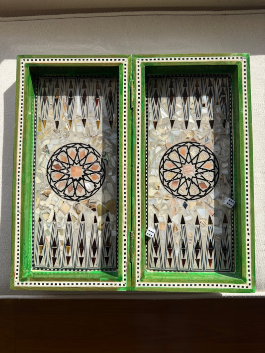 Handcrafted Mother-of-Pearl Backgammon Set