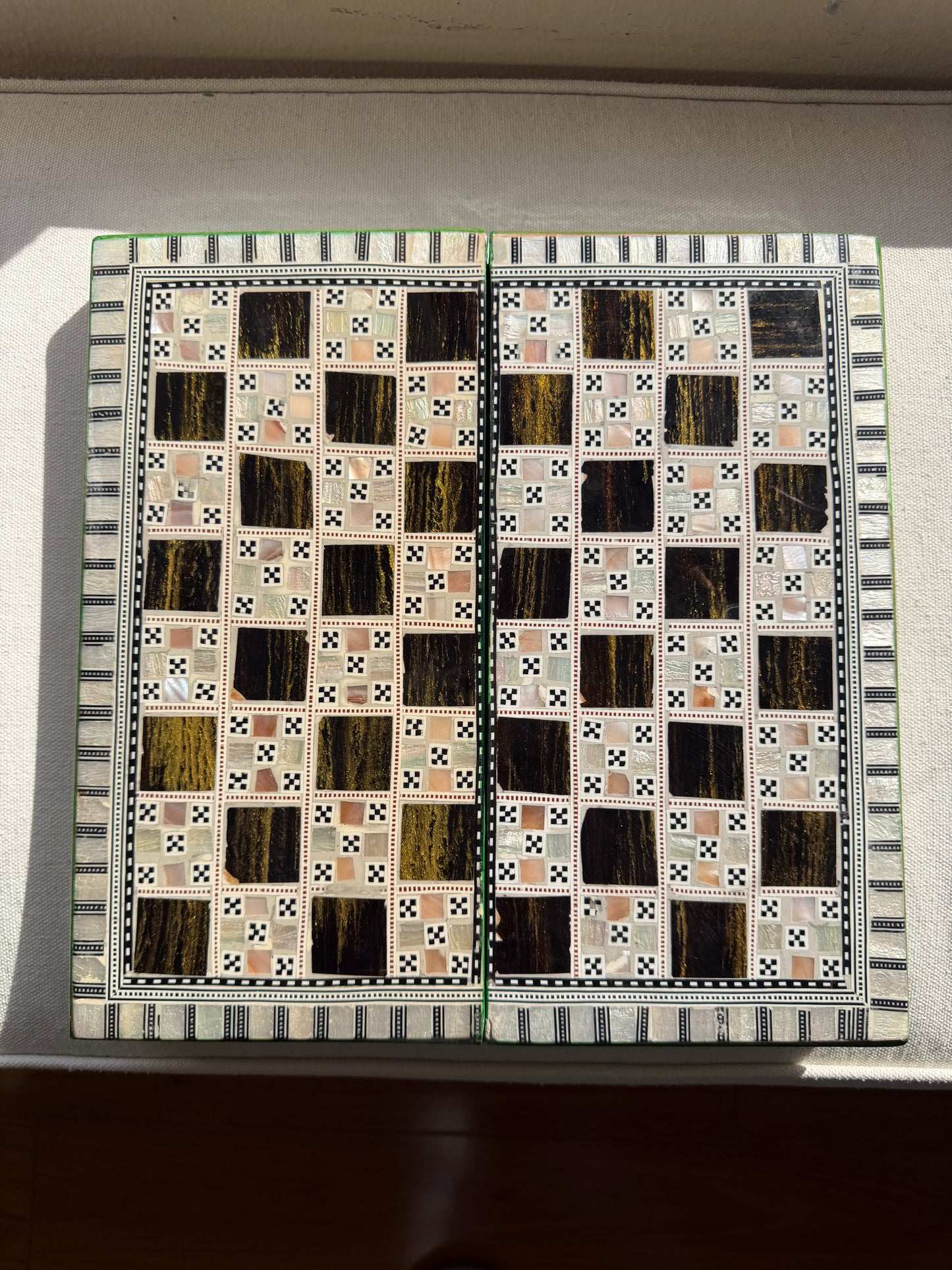 Handcrafted Mother-of-Pearl Backgammon Set