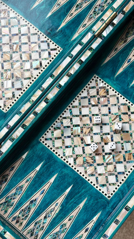 Turquoise Artisan Backgammon Set