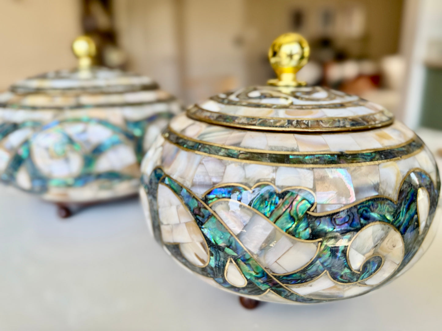 Mother-of-Pearl Lidded Vessel (Large)
